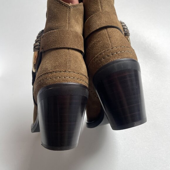 See By Chloe Hana Suede Bootie Military Green Brown Size EU 37 US 7 NEW IN BOX - Picture 7 of 13